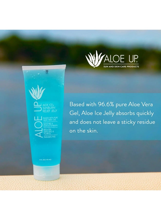 Aloe Up - Aloe Ice Sunburn Relief Jelly With 96.6% Pure Aloe Vera Gel Face And Body Organic After Sun Gel For Adults & Kids Allnatural Skin Lotion Reef Safe Alcohol And Fragrancefree 4 Oz - Image 1