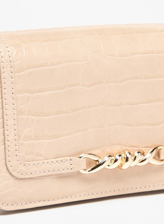 Flora Bella By Shoexpress Women Textured Shoulder Bag with Button Closure