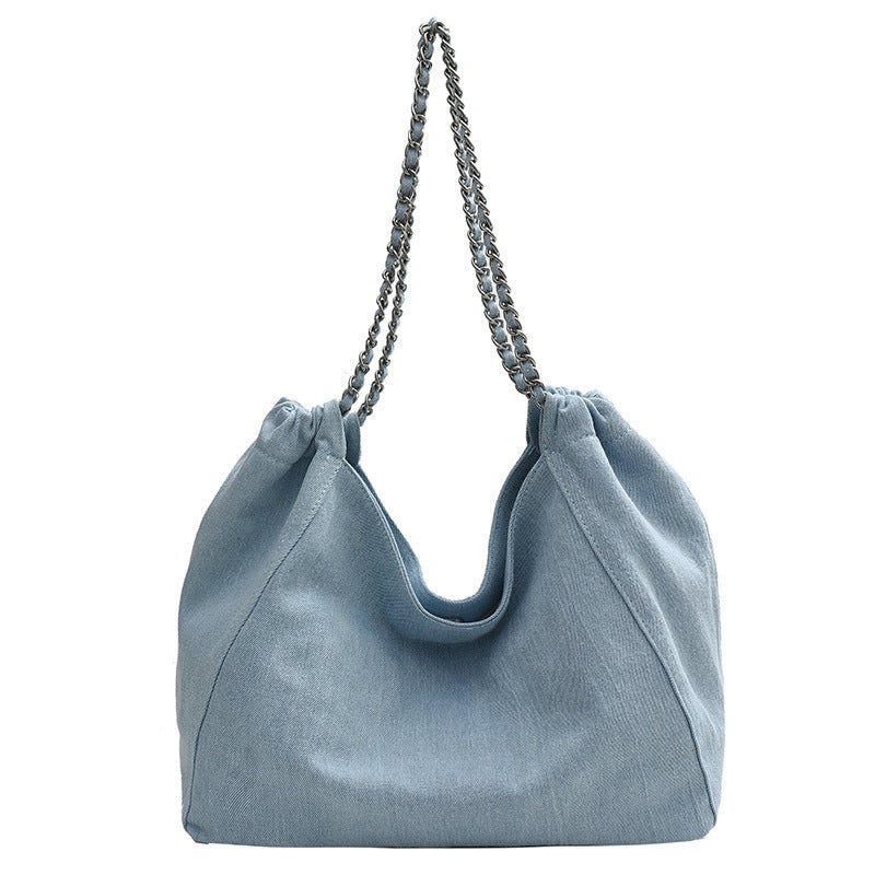 Denim Bag, Large-Capacity Tote Bag For Women, 2024 Chain Shoulder Bag, Textured Women'S Handbag