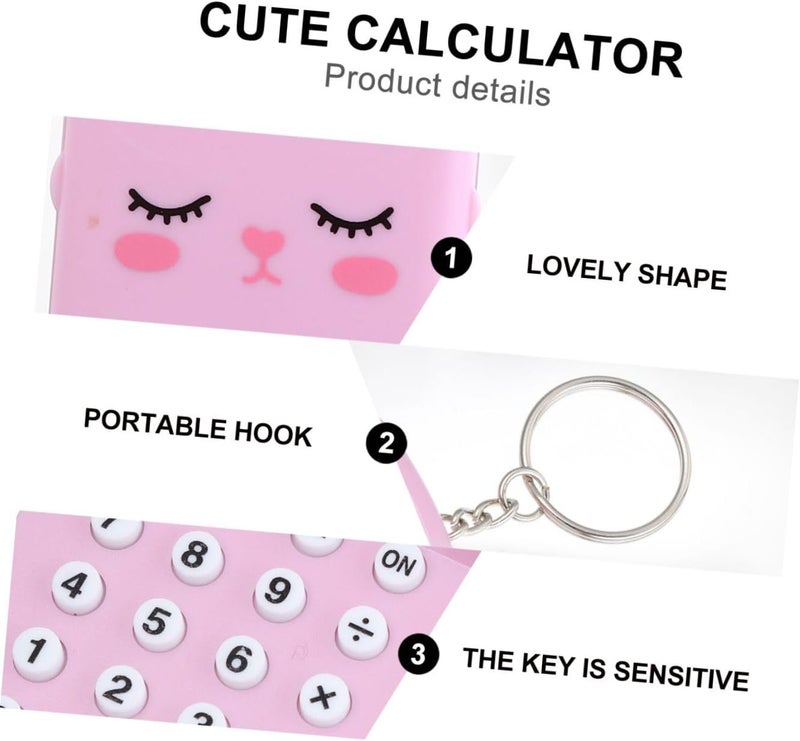 2pcs Portable Mini Calculator Set for Students Cute Cartoon Electronic Pocket Calculators in Pink for School and Office Use - Image 5