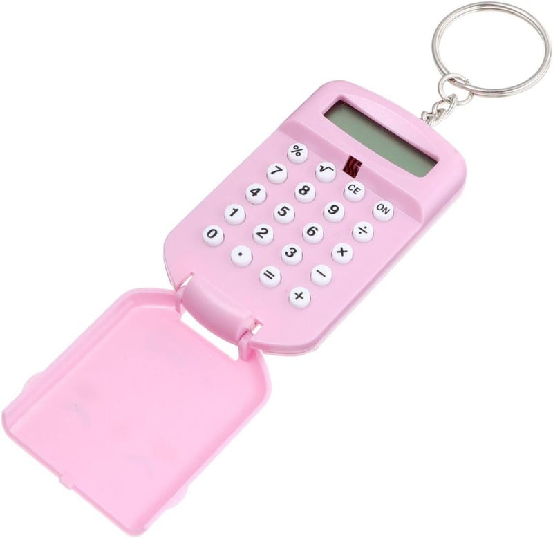 2pcs Portable Mini Calculator Set for Students Cute Cartoon Electronic Pocket Calculators in Pink for School and Office Use - Image 1