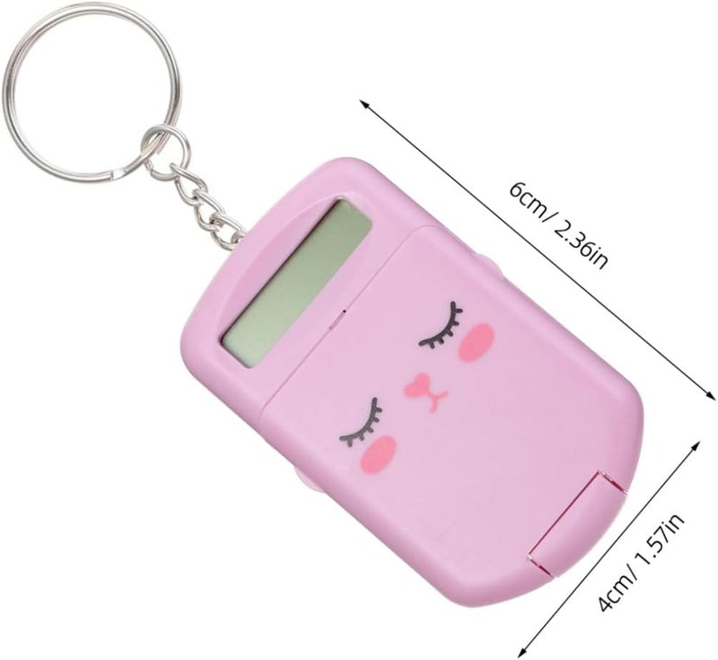 2pcs Portable Mini Calculator Set for Students Cute Cartoon Electronic Pocket Calculators in Pink for School and Office Use - Image 2