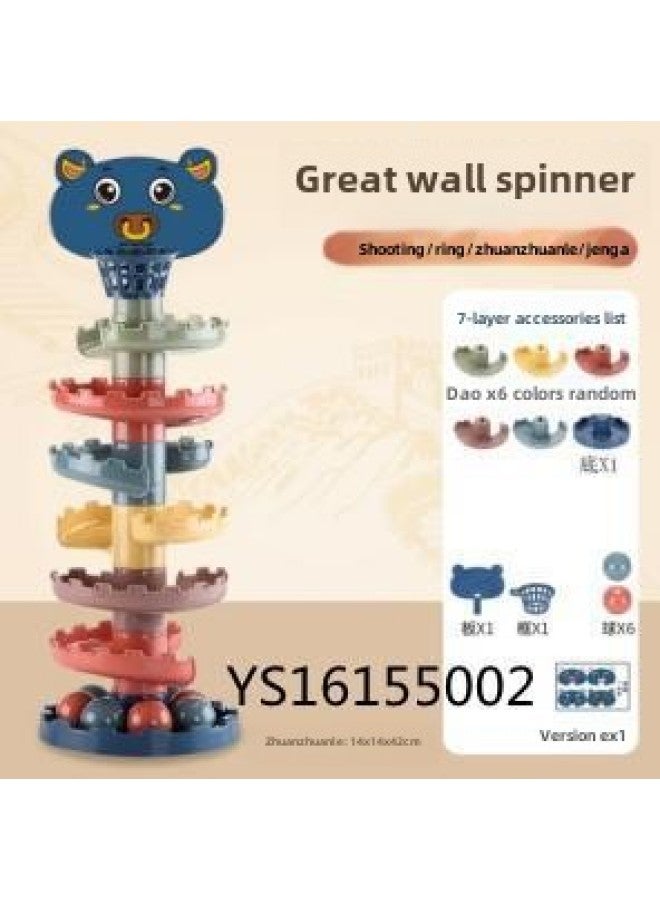 Kidsren's Toys Track Spinner Rolling Ball Early Education Jenga Hoop Toy Tabletop Game-Color:7th Floor Of Shooting Spinner  - Image 1