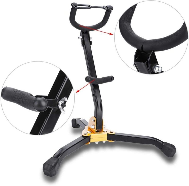 Dilwe Foldable Saxophone Stand, Adjustable Metal Alto Tenor Sax Saxophone Tripod Stand - Image 2