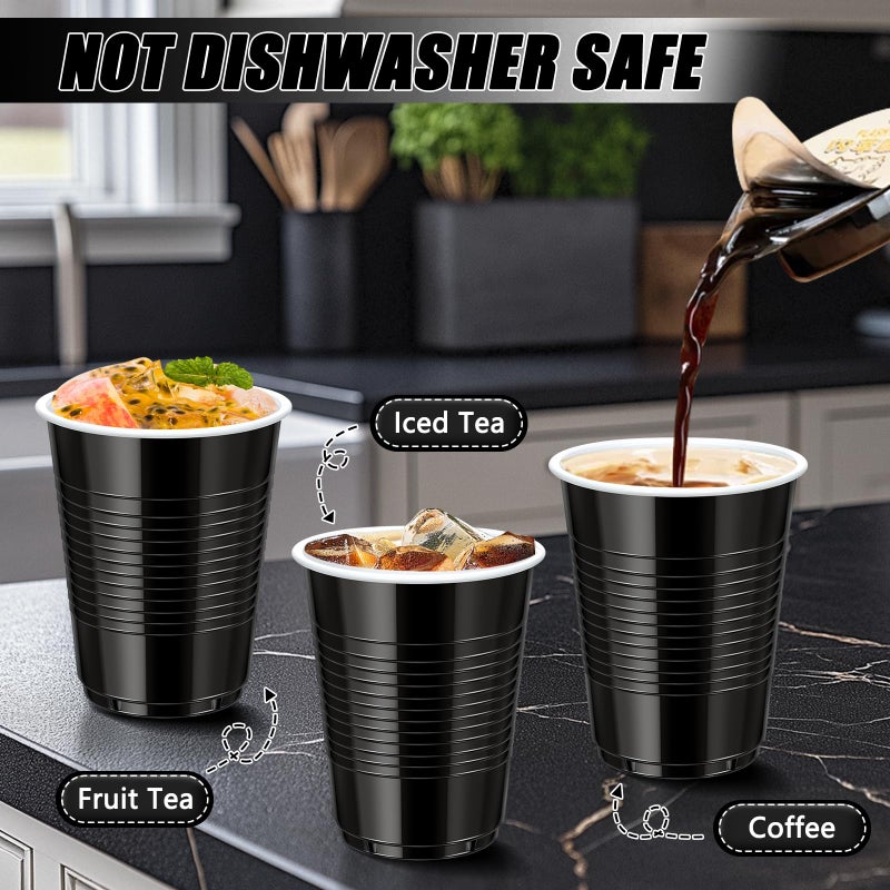 Dualshine 100 Pack Black Plastic Cups 18 oz  Disposable Heavy Duty Drinking Cups for Party  Graduation Shot Cup for Wedding Birthday Beer Taste Serving Snack Sample Tastings Barbecues Picnic - Image 3