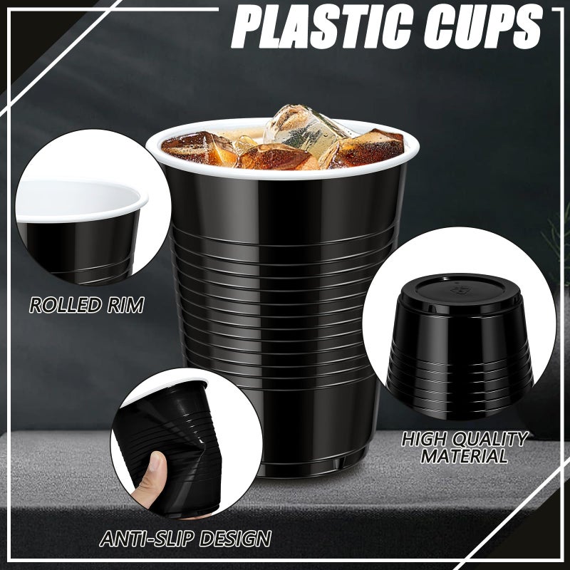 Dualshine 100 Pack Black Plastic Cups 18 oz  Disposable Heavy Duty Drinking Cups for Party  Graduation Shot Cup for Wedding Birthday Beer Taste Serving Snack Sample Tastings Barbecues Picnic - Image 5