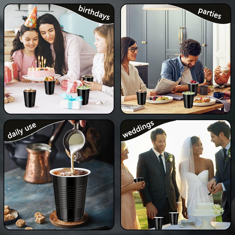 Dualshine 100 Pack Black Plastic Cups 18 oz  Disposable Heavy Duty Drinking Cups for Party  Graduation Shot Cup for Wedding Birthday Beer Taste Serving Snack Sample Tastings Barbecues Picnic - Image 4