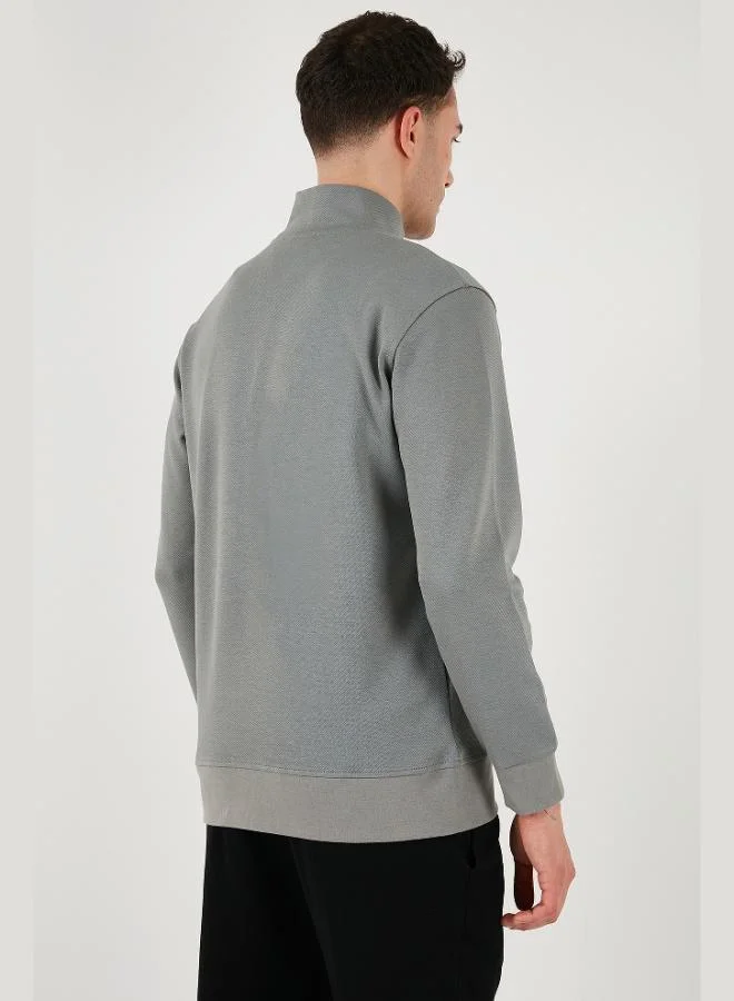 Buratti Buratti Cotton Regular Fit Half-Zip Stand-Up Collar Sweatshirt Men's SWEAT 5905470