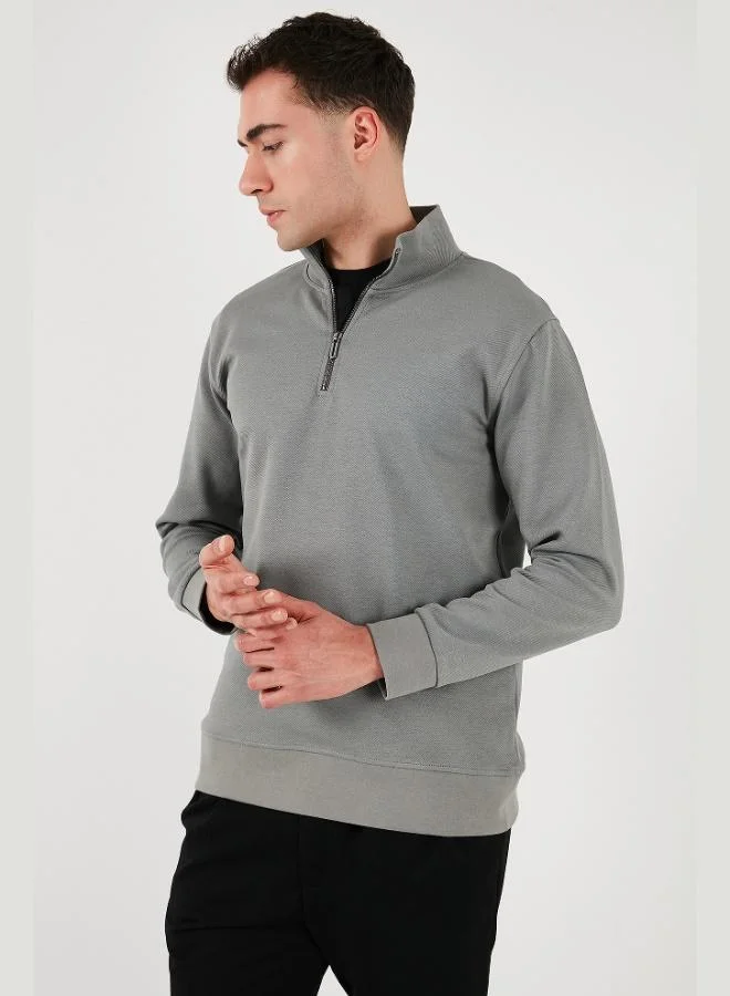 Buratti Buratti Cotton Regular Fit Half-Zip Stand-Up Collar Sweatshirt Men's SWEAT 5905470