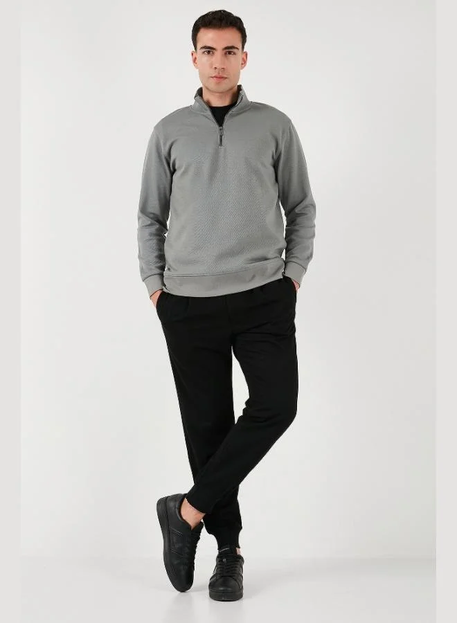 Buratti Buratti Cotton Regular Fit Half-Zip Stand-Up Collar Sweatshirt Men's SWEAT 5905470