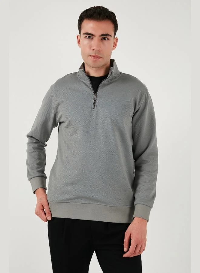 Buratti Buratti Cotton Regular Fit Half-Zip Stand-Up Collar Sweatshirt Men's SWEAT 5905470