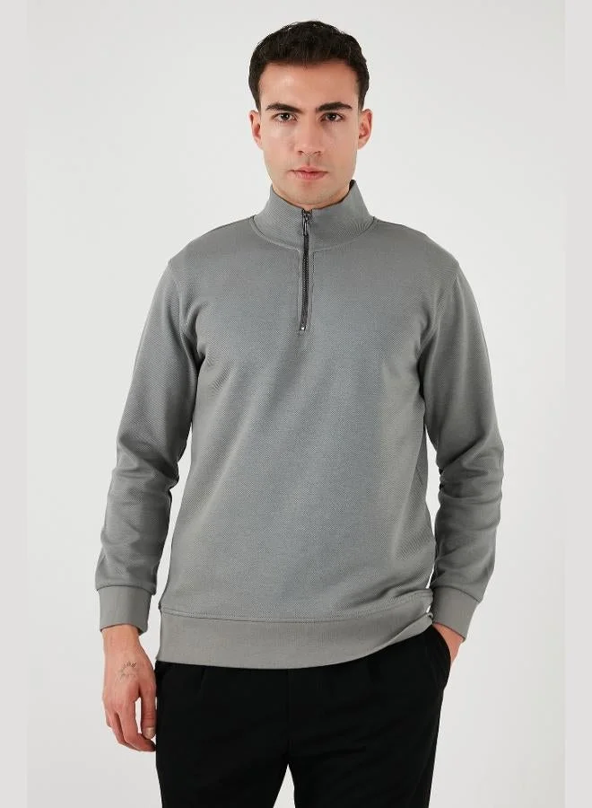 Buratti  Buratti Cotton Regular Fit Half-Zip Stand-Up Collar Sweatshirt Men's SWEAT 5905470 for Men | Best Price UAE