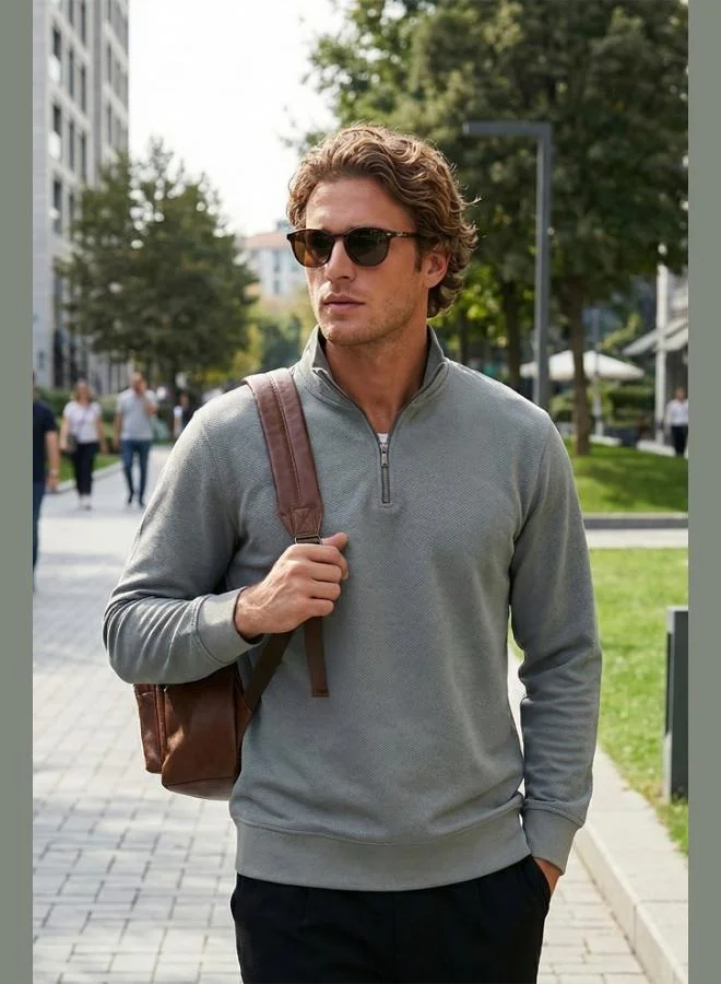 Buratti  Buratti Cotton Regular Fit Half-Zip Stand-Up Collar Sweatshirt Men's SWEAT 5905470 for Men | Best Price UAE