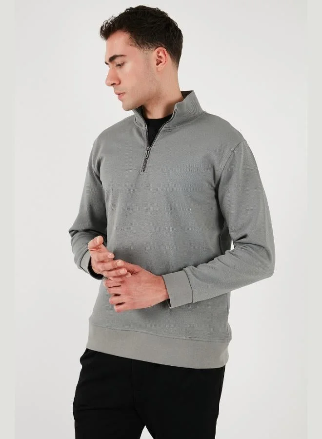 Buratti  Buratti Cotton Regular Fit Half-Zip Stand-Up Collar Sweatshirt Men's SWEAT 5905470 for Men | Best Price UAE