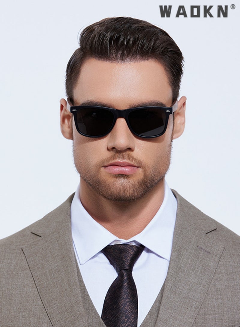 WAOKN Sunglasses for Men Women Polarized with Handmade Natural Wood Frames，Polarized sunglasses HD Polarized Lens 100% UV400 Protection Stylish Design for Men/Women, Wooden Legs, Polarized Lenses - Image 4