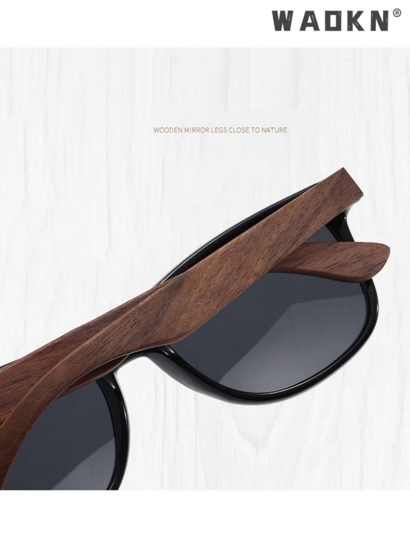 WAOKN Sunglasses for Men Women Polarized with Handmade Natural Wood Frames，Polarized sunglasses HD Polarized Lens 100% UV400 Protection Stylish Design for Men/Women, Wooden Legs, Polarized Lenses - Image 5
