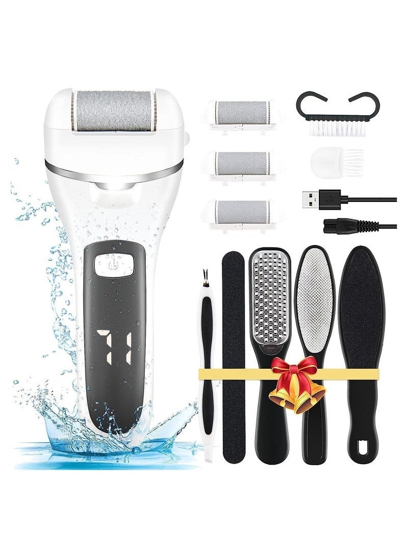 general Electric Callus Remover for Feet, Rechargeable Pedicure Tools Foot Care Feet File, 13 in 1 Callous Remover Kit for Remove Cracked Heels and Dead Skin, with 3 Roller Heads 2 Speed, Battery Display - Image 1