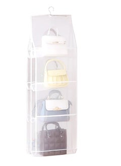 Generic 1pc Hanging Closet Organizer Purse Organizer Nylon Mesh Yarn Handbag Organizer Storage for Closet 8 Pockets Bag Organizers and Storage Space Saving Washable Durable(White)  - Image 2