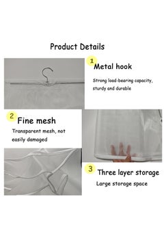 Generic 1pc Hanging Closet Organizer Purse Organizer Nylon Mesh Yarn Handbag Organizer Storage for Closet 8 Pockets Bag Organizers and Storage Space Saving Washable Durable(White)  - Image 3