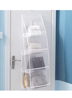 Generic 1pc Hanging Closet Organizer Purse Organizer Nylon Mesh Yarn Handbag Organizer Storage for Closet 8 Pockets Bag Organizers and Storage Space Saving Washable Durable(White)  - Image 5