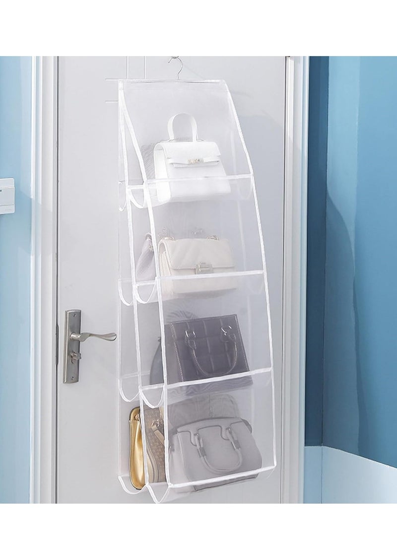 Generic 1pc Hanging Closet Organizer Purse Organizer Nylon Mesh Yarn Handbag Organizer Storage for Closet 8 Pockets Bag Organizers and Storage Space Saving Washable Durable(White)  - Image 5