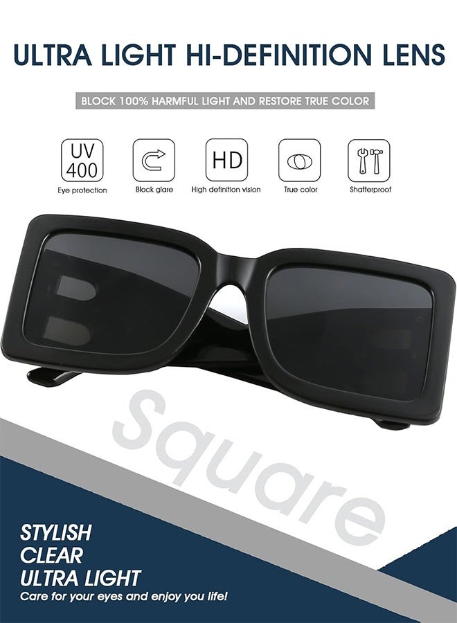 سِيكجُوك نظارات فاخرة كبيرة الحجم للرجال والنساء بتصميم مبتكر وموضة عصرية تتميز بحماية UV400 من الأشعة فوق البنفسجية. هذه النظارات الشمسية العالية الجودة تشمل تصميمات نسائية ورجالية تناسب جميع الأذواق. أسود - Image 4