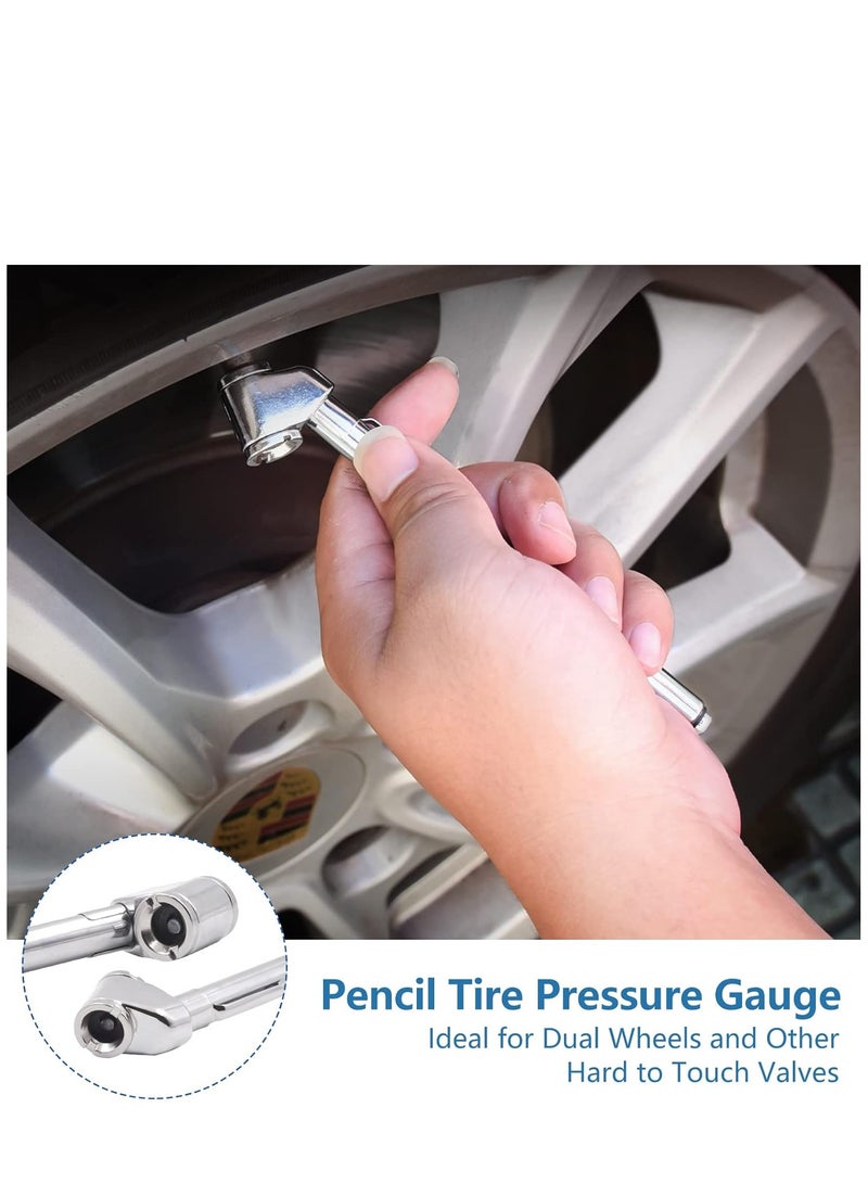 SYOSI Pencil Tire Pressure Gauge 2 Pack 10 120PSI Dual Head Air Gauge Tire Pressure Heavy Duty Tire Valve Gauge for Truck Car RV ATV Motorcycle - Image 2