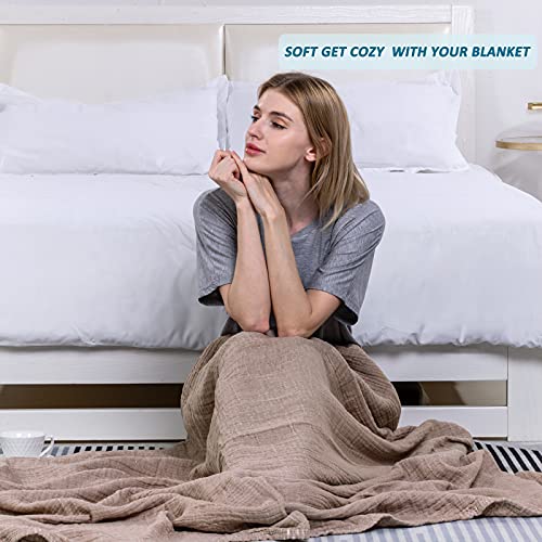 SE SOFTEXLY Muslin Throw Blanket, 100% Cotton Blankets for Adults and Baby, 4-Layer Soft Breathable Bed Throw Blankets All Season,King Size Blanket (90"x102", Coffee) - Image 4