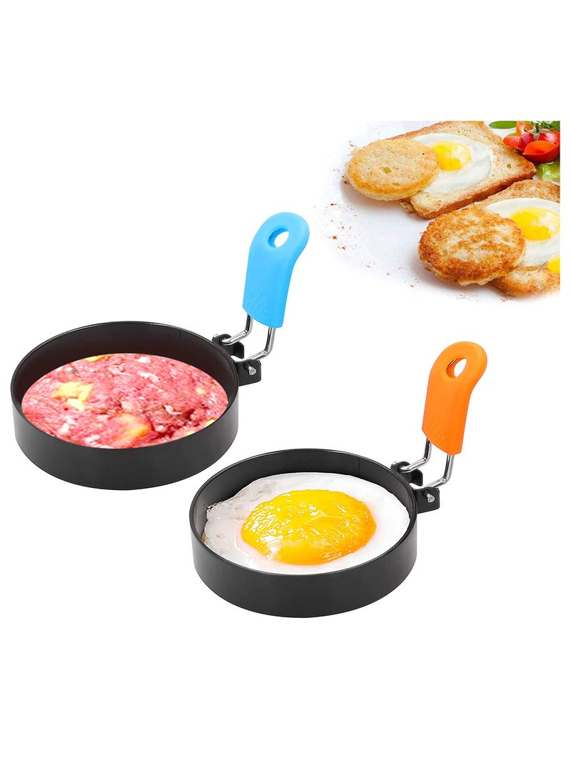 SYOSI Egg Ring 2 Pack Stainless Steel Egg Cooking Rings Set Round Omelette Mold for Frying Egg English Muffins Pancake Sandwiches Breakfast Household Mold Muffins Pancake Sandwich Hamburger  - Image 1