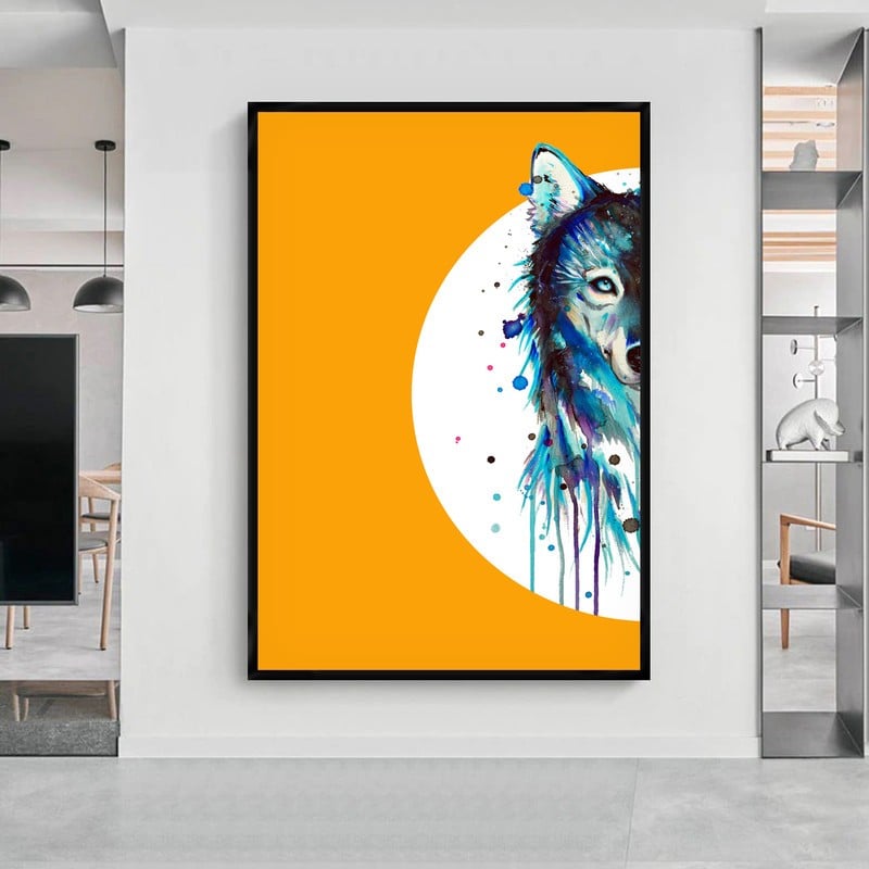 Marktna One canvas print of a wolf design with a hollow frame, measuring (40×60) - Image 1