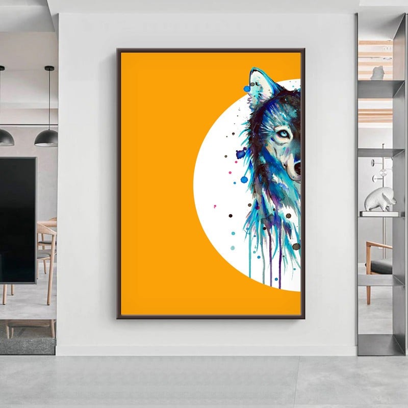 Marktna One canvas print of a wolf design with a hollow frame, measuring (40×60) - Image 2