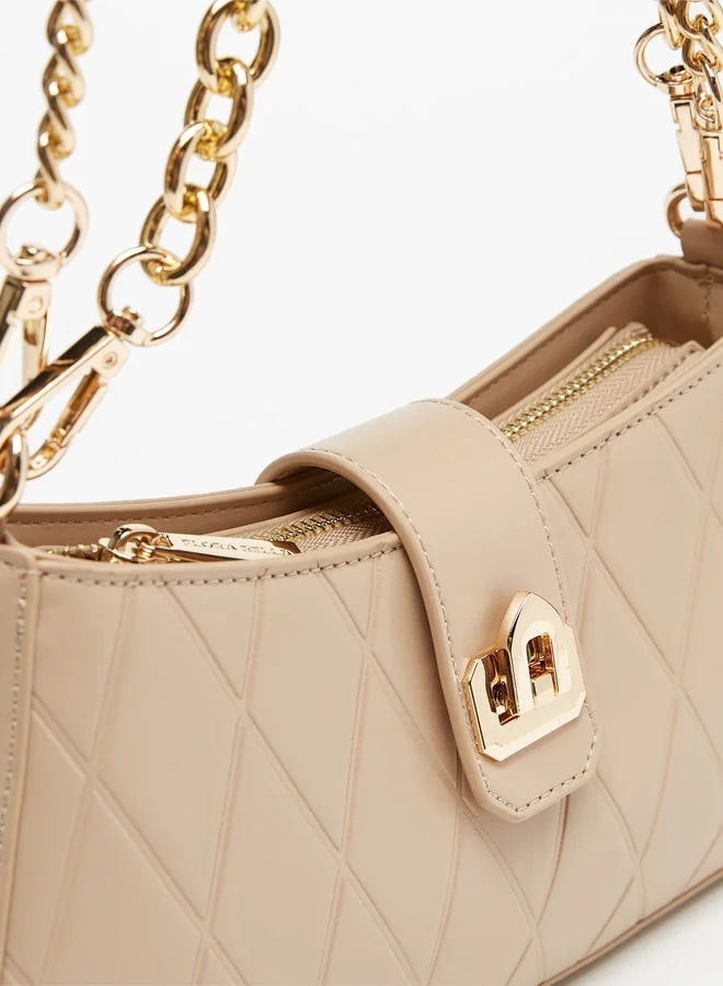 Flora Bella By Shoexpress Women's Quilted Shoulder Bag With Chain Strap And Zip Closure