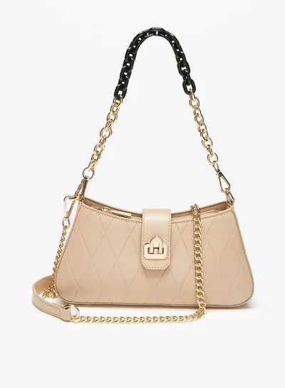 Flora Bella By Shoexpress Women's Quilted Shoulder Bag With Chain Strap And Zip Closure