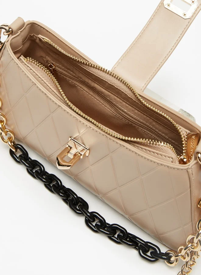 Flora Bella By Shoexpress Women's Quilted Shoulder Bag With Chain Strap And Zip Closure