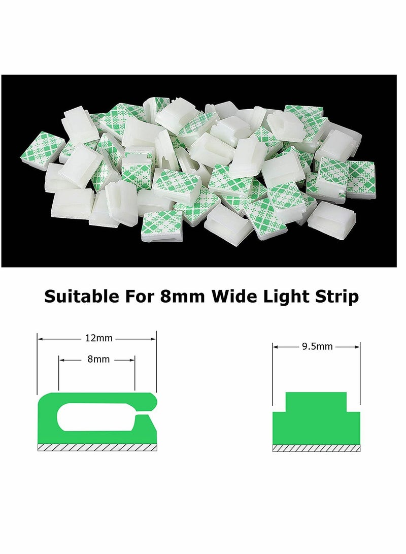 100 PCS White Self-Adhesive LED Light Strip Mounting Clips Cable Organizer for 8mm Light Strips - Image 2