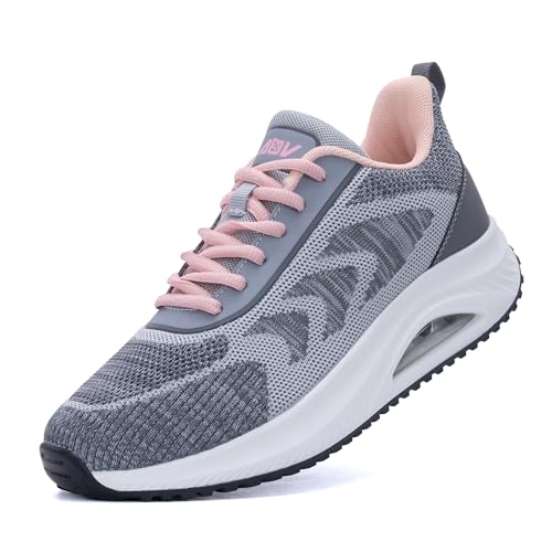 IIV Women's Walking Shoes | Arch Support Orthotic Tennis Shoes | Plantar Fasciitis Sneakers for Pain Relief GreyPink Size 7.5 - Image 1