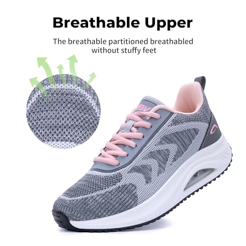 IIV Women's Walking Shoes | Arch Support Orthotic Tennis Shoes | Plantar Fasciitis Sneakers for Pain Relief GreyPink Size 7.5 - Image 5