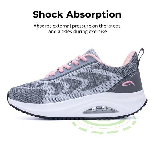IIV Women's Walking Shoes | Arch Support Orthotic Tennis Shoes | Plantar Fasciitis Sneakers for Pain Relief GreyPink Size 7.5 - Image 3