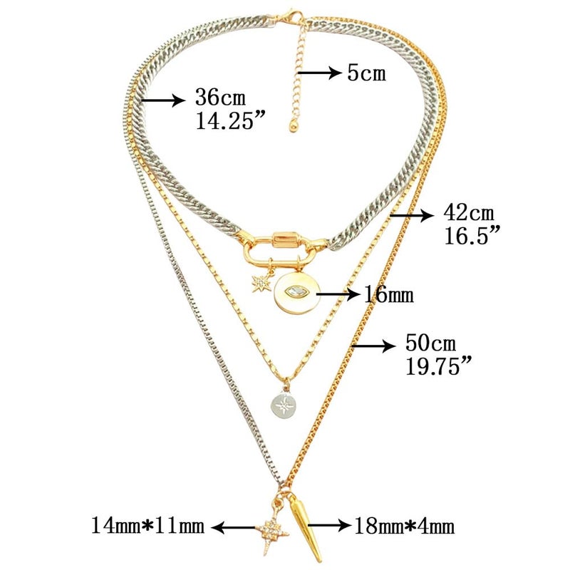 sunglnl Gold Layered Necklaces For Women, 3PS Chunky Two Tone Necklace Silver Coin Pendant Paperclip Stacked Chain Trendy Statement Jewelry Gift (layer necklace) - Image 5