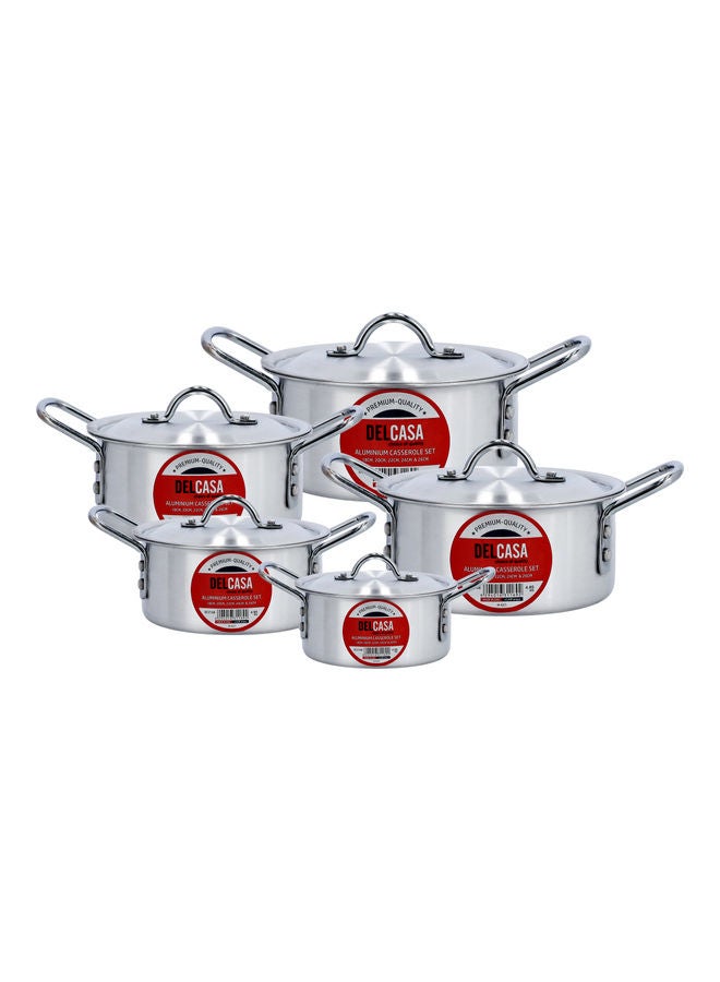 DELCASA 5-Piece Casserole Pot Lid And Handle Silver 33x31x26.5cm - Image 1