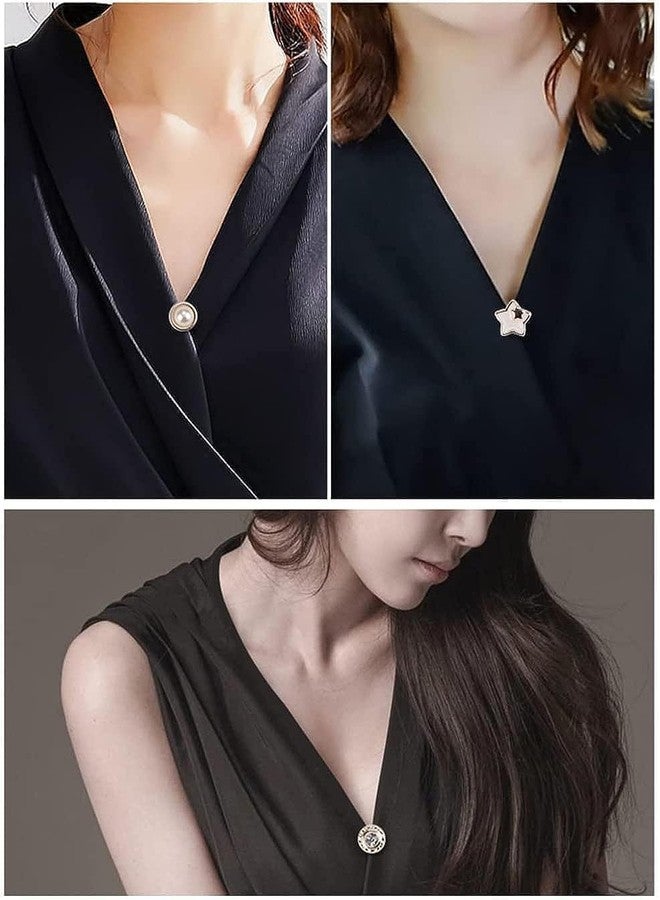 Retailio مجموعة ريتيليو من 20 قطعة من أزرار بروش القمصان النسائية، مزينة باللؤلؤ، بدون خياطة، مع أحجار الراين الآمنة، دبابيس بروش صغيرة، أزرار تغطية - Image 3