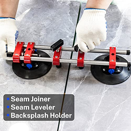 HIGHTOP 2PCS 6 inch Seamless Seam Setter With Vacuum Suction Cups For Seam Joining Leveling,Solid Countertop Installation Tool for Quartz slabs ，Granite, Stone, Marble,Tile Gap Regulator Red - Image 2