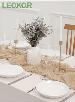 LEOKOR 4m Cheesecloth Table Runner, Beige Wedding Table Runner, 90x400 cm Boho Gauze Table Runner, Rustic Sheer Table Decor  - Image 2
