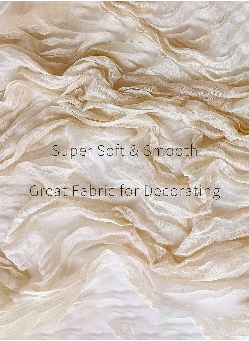 LEOKOR - 4m Cheesecloth Table Runner, Beige Wedding Table Runner, 90x400 cm Boho Gauze Table Runner, Rustic Sheer Table Decor - Image 1