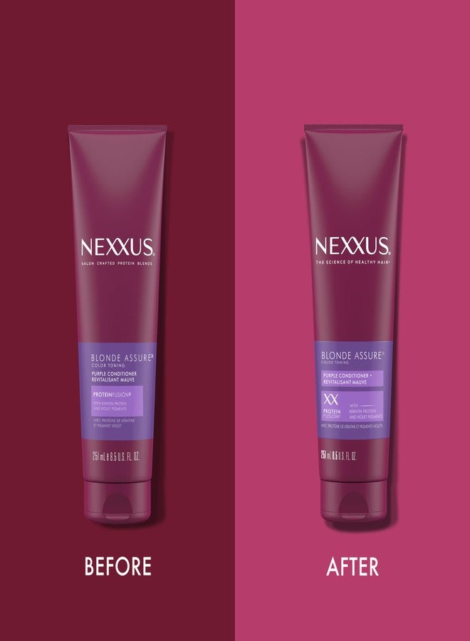Nexxus Hair Color Blonde Assure Purple Conditioner, Keratin, For Blonde and Bleached Hair, Color 8.5 oz - Image 3