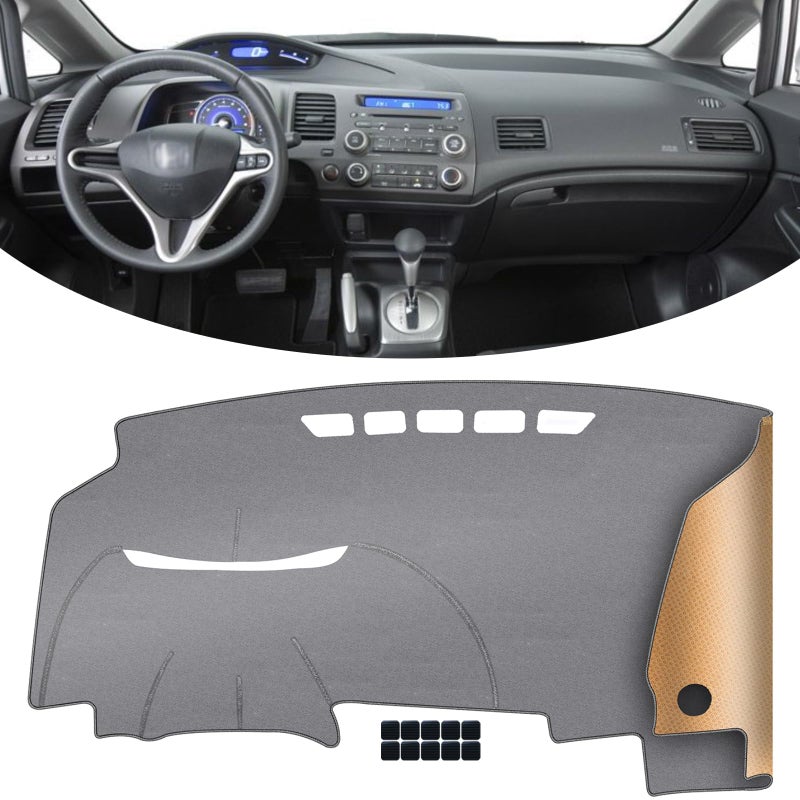 KEYOOG Dashboard Cover Dash Mat Fit for Honda Civic 20212016 Without HUD ModelsCar Dash Board Mat AntiGlare CarpetNonSlip Pad Sunshield Protector Grey