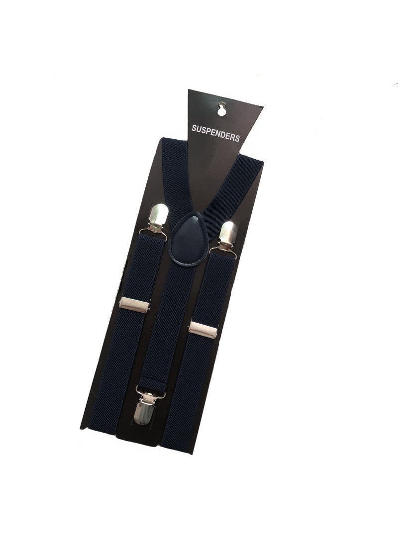 Generic 2.5 Multi-color Unisex Suspenders High-Elasticity Clips Navy blue 