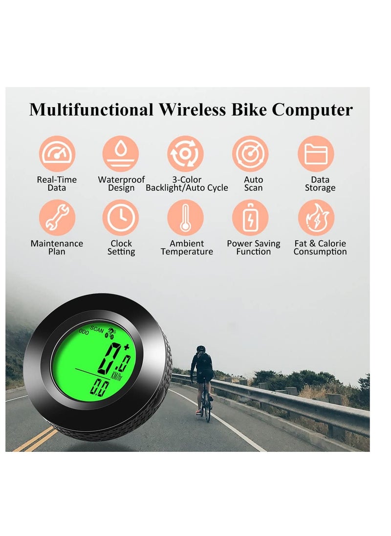 Excefore - Bicycle Computer Multifunctional Waterproof Odometer Bike Speedometer Cycling Speed Tracker with 3-Colour Backlit Display with 20 Functions and Auto on off for Outdoor Indoor Tracking - Image 1