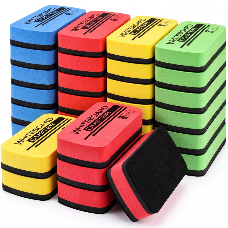 Outus 30 Pcs White Board Erasers Bulk Magnetic Dry Erase Erasers Assorted Color Magnetic Dry Erase Board Eraser for Students Teachers School Classroom Office Home 4 ColorsLarge - Image 2