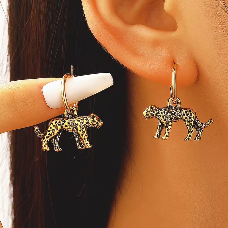 ofeankri Cross-Border Retro Minimalist Animal Earrings - Unique Leopard, Koala & Dinosaur Designs - Image 2